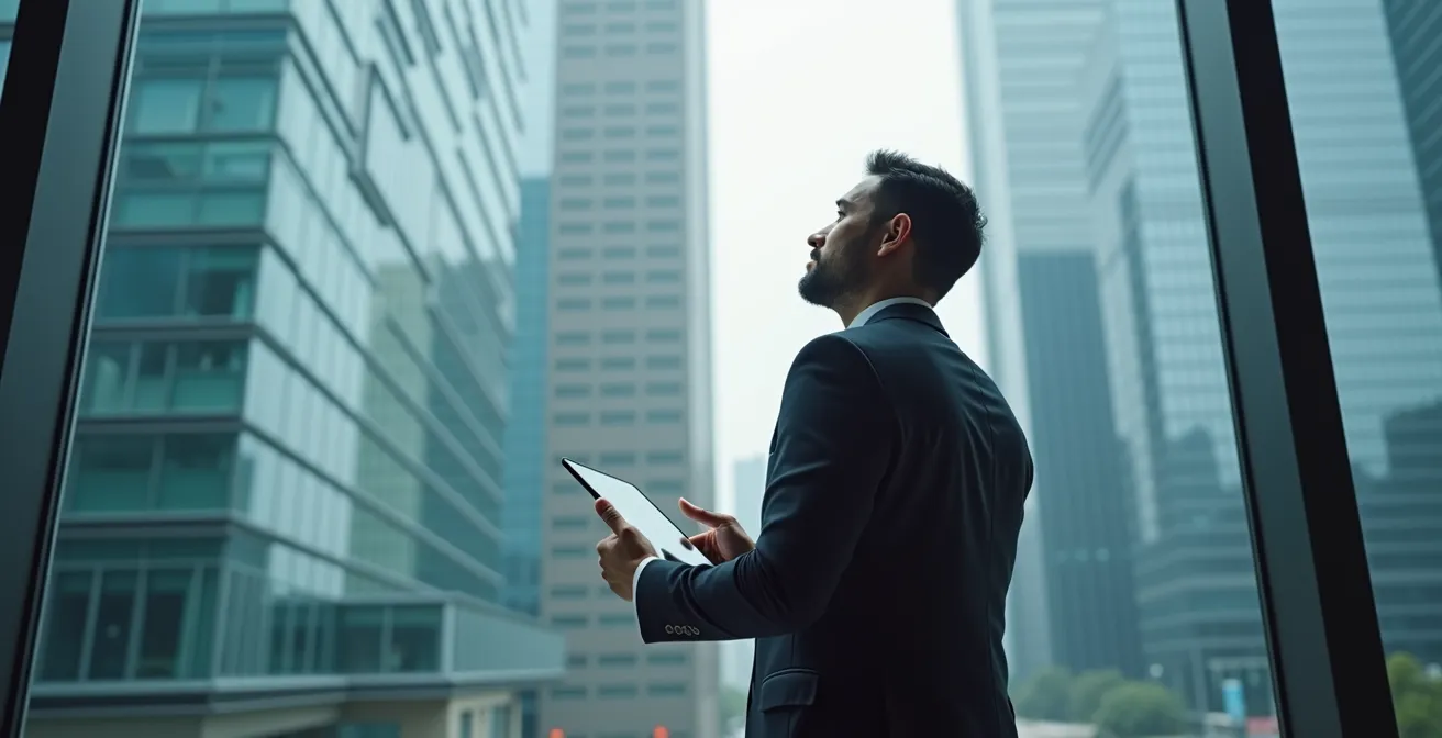 Vue architecturale d'un immeuble moderne avec mise en valeur de ses qualités structurelles