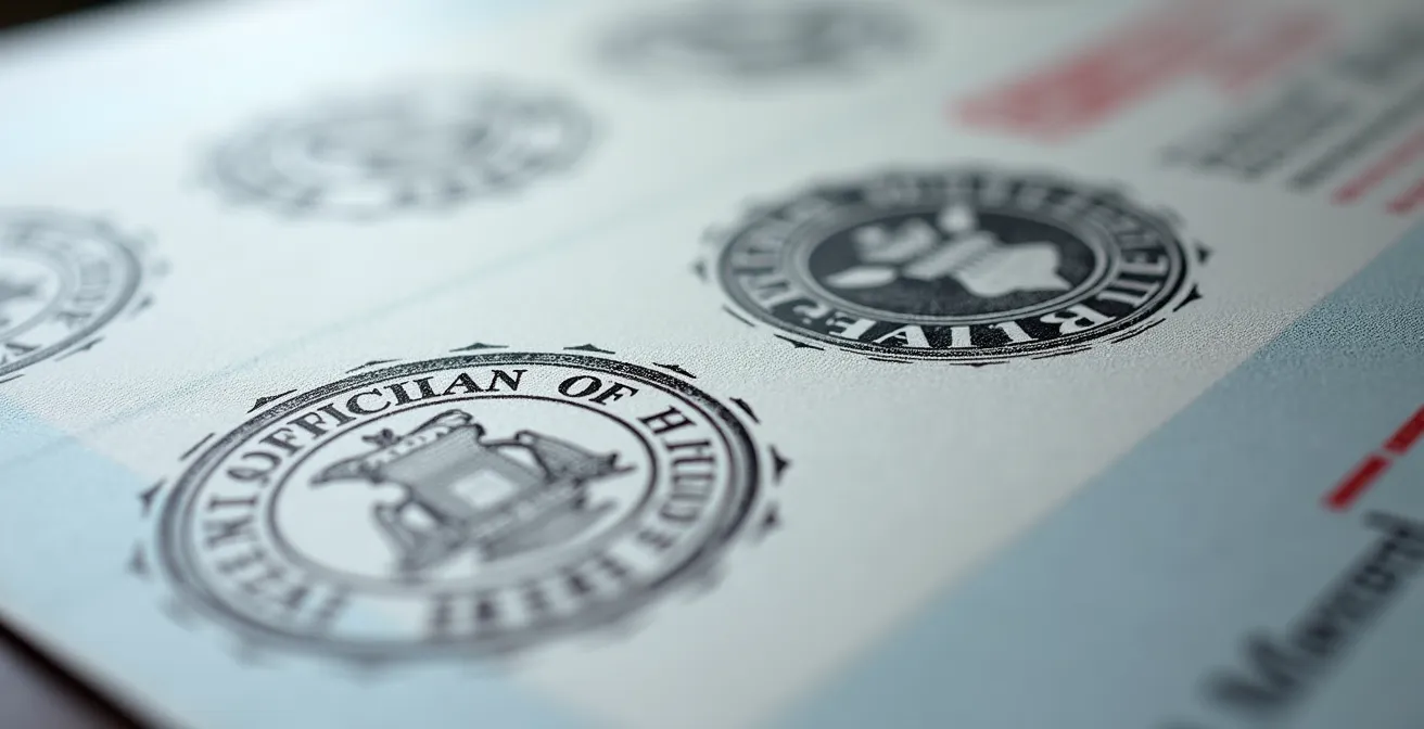 Documents commerciaux et écran montrant l'emplacement correct des mentions légales