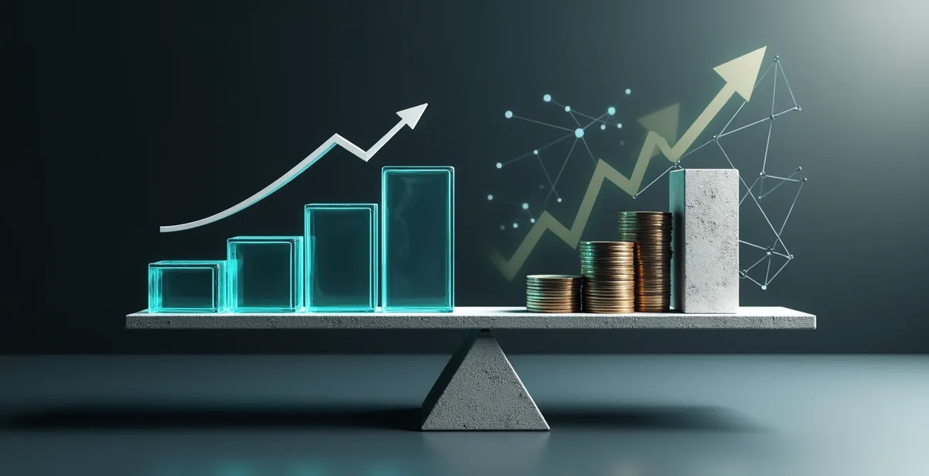 Composition symbolique représentant les facteurs influençant le multiple BAIIA d'une entreprise