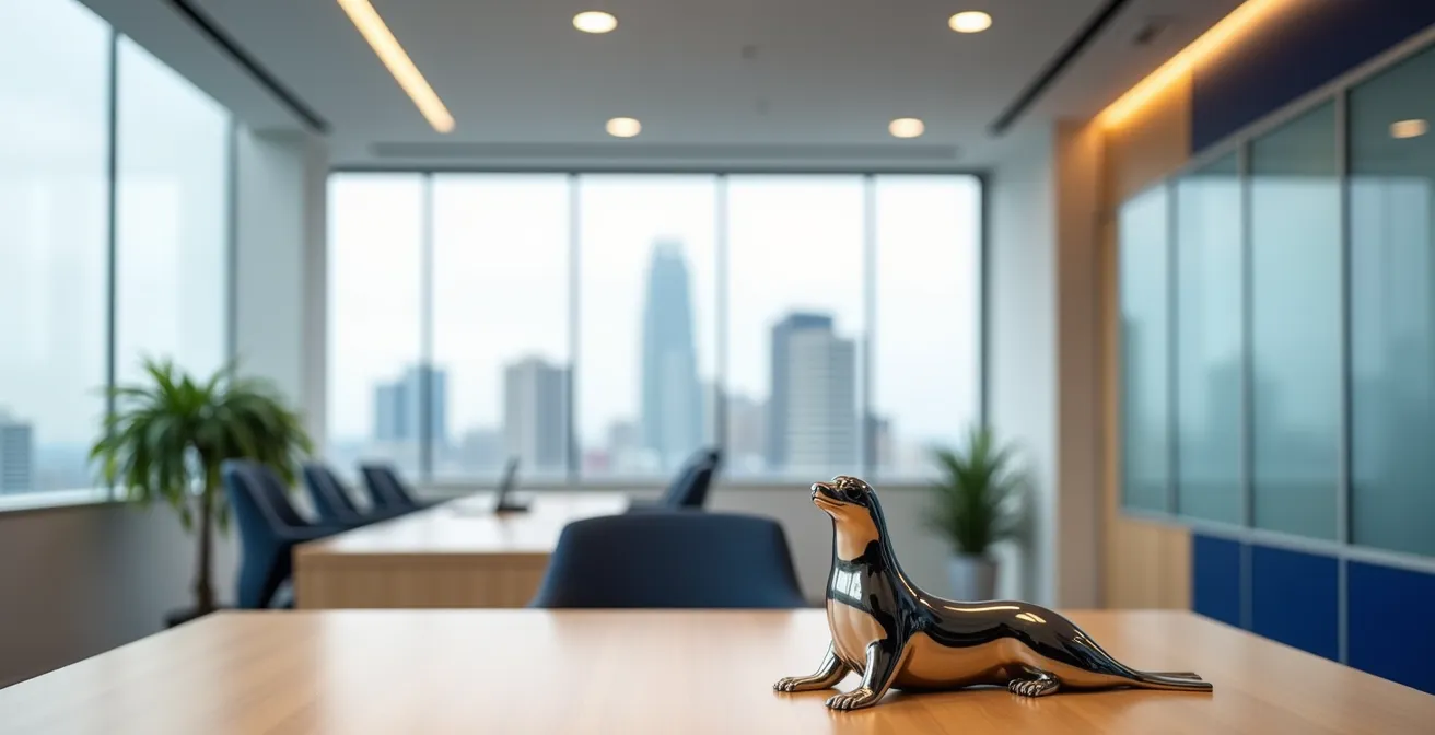 Bureau d'avocat québécois avec documents juridiques et symboles de propriété intellectuelle