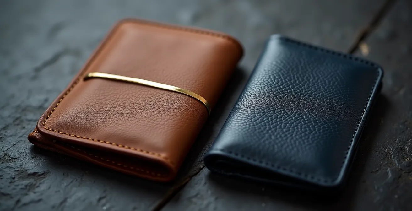 Deux portefeuilles distincts symbolisant la séparation claire entre finances personnelles et professionnelles