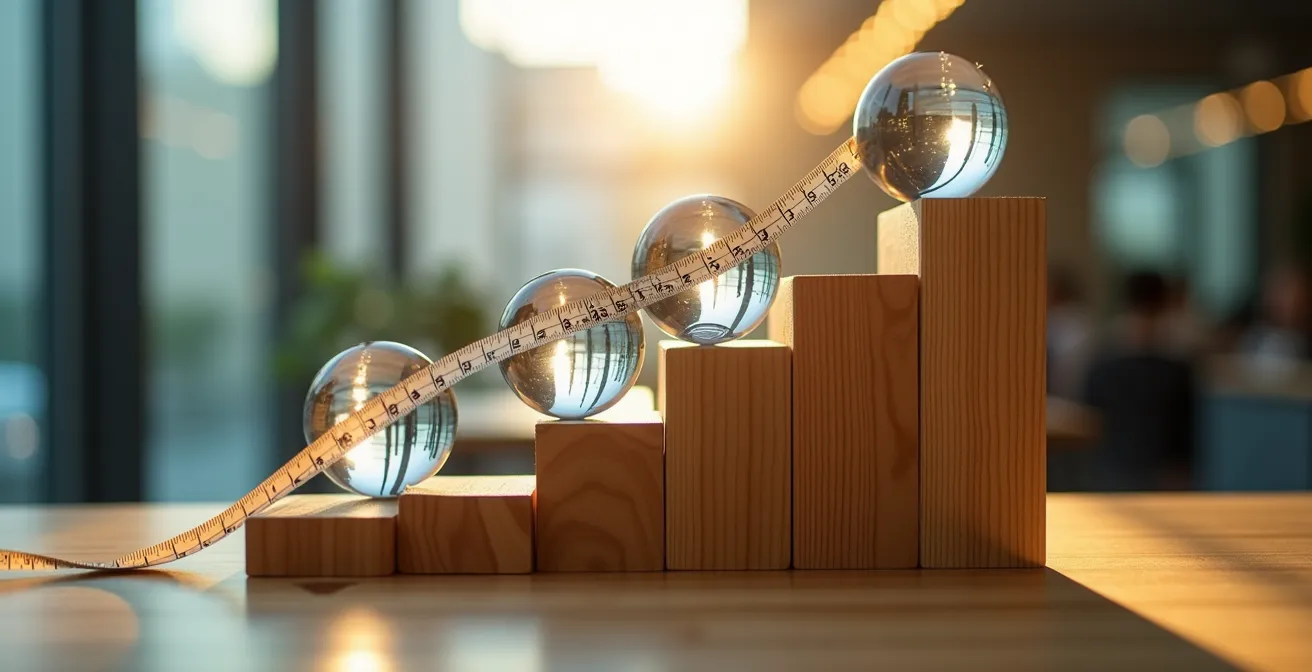 Graphique de croissance d'entreprise avec jalons et indicateurs de progression