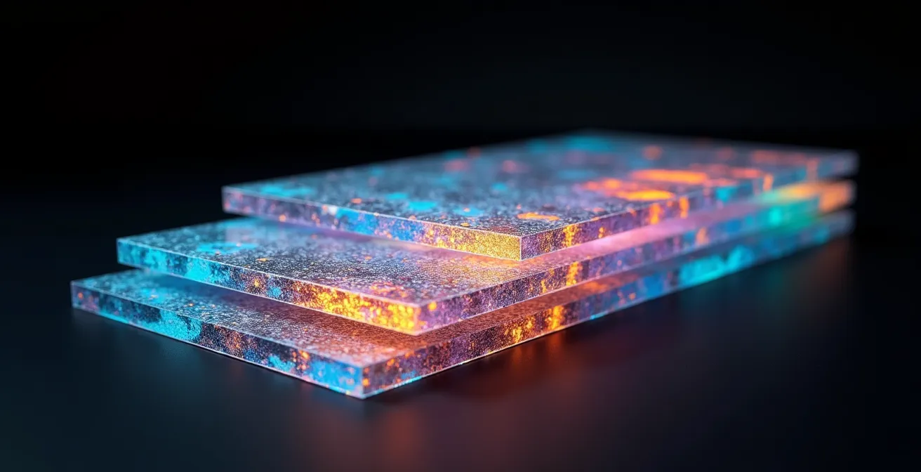 Visualisation 3D de simulations Monte-Carlo avec multiples scénarios de rupture représentés par des courbes colorées